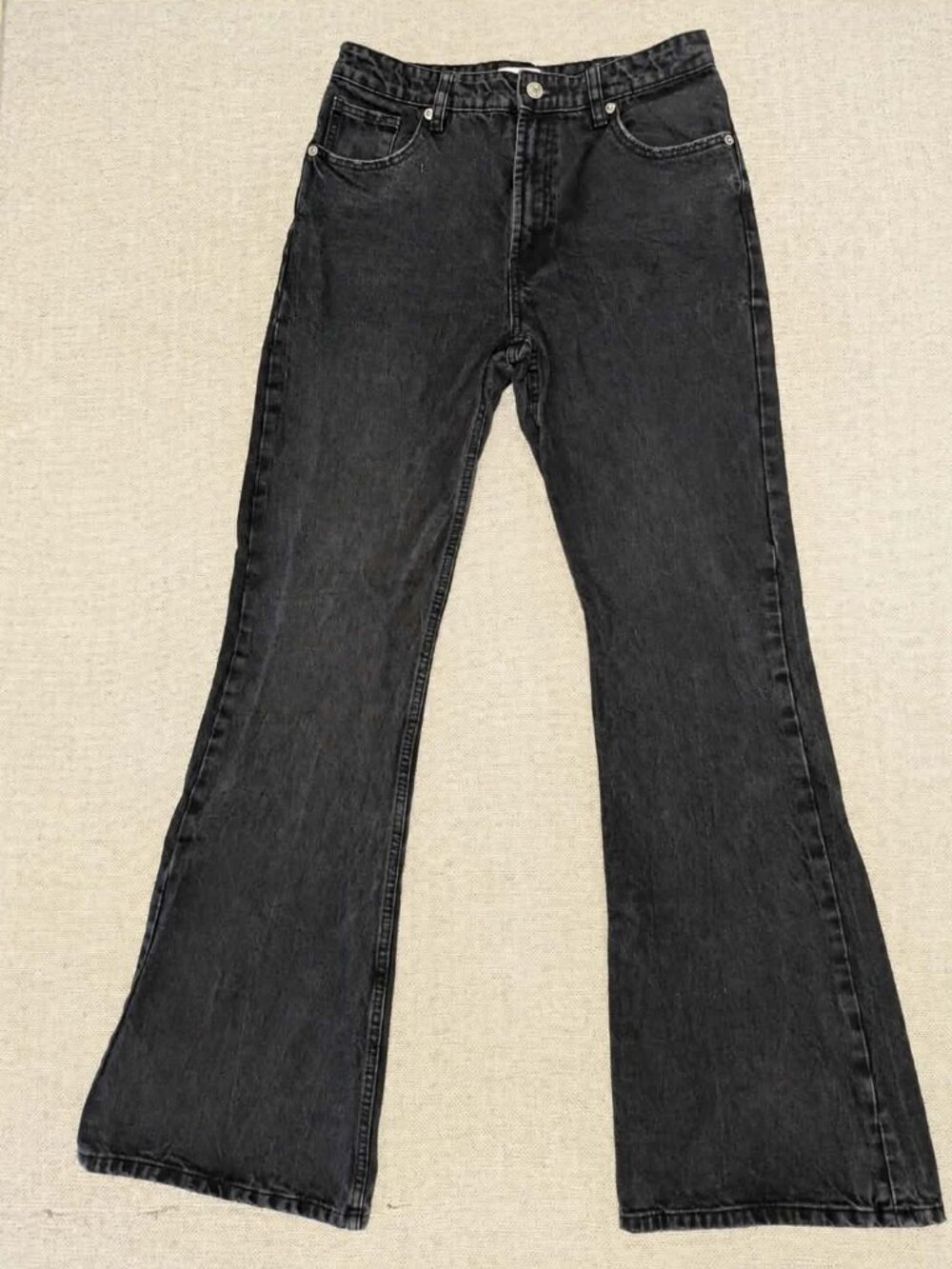ZARA Black Washed Flare Jeans Size 6